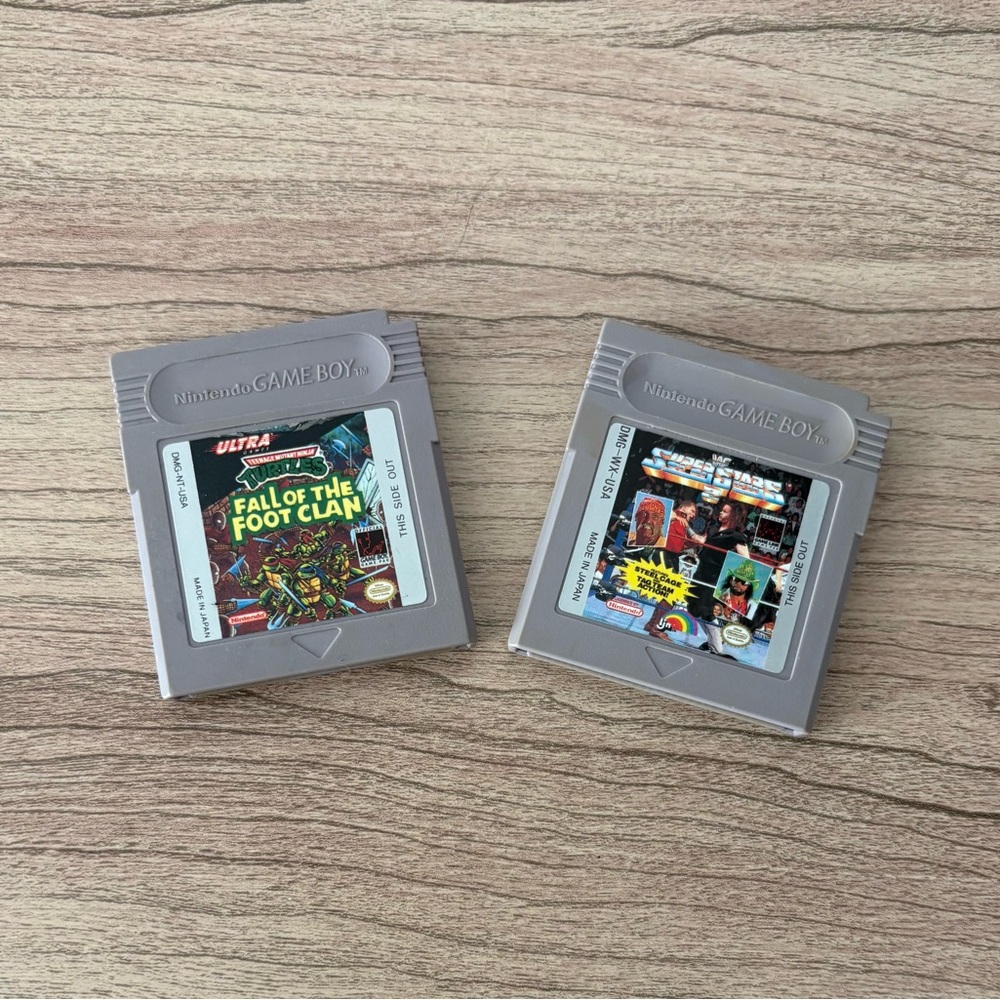 2 Nintendo WWF & Teenage Mutant Ninja Turtles Game Boy Cartridges